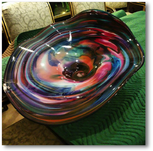 Abstract colored glass bowl